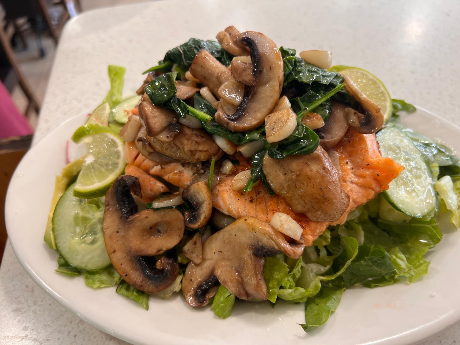 Grilled Salmon with Spinach
